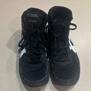 Asics Black and White Matflex Wrestling Shoes